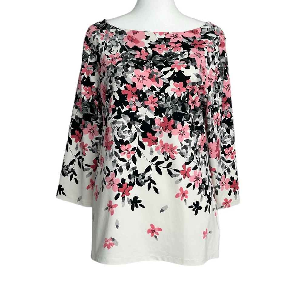 Charter‎ Club Floral 3/4 Sleeve Top (M)